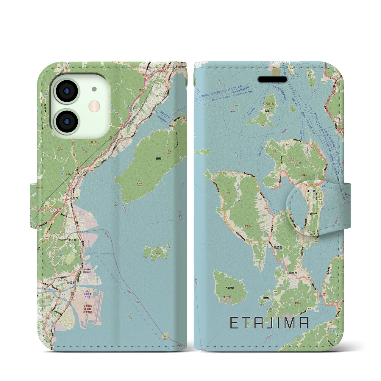 【江田島2(広島県)】地図柄iPhoneケース(手帳タイプ)