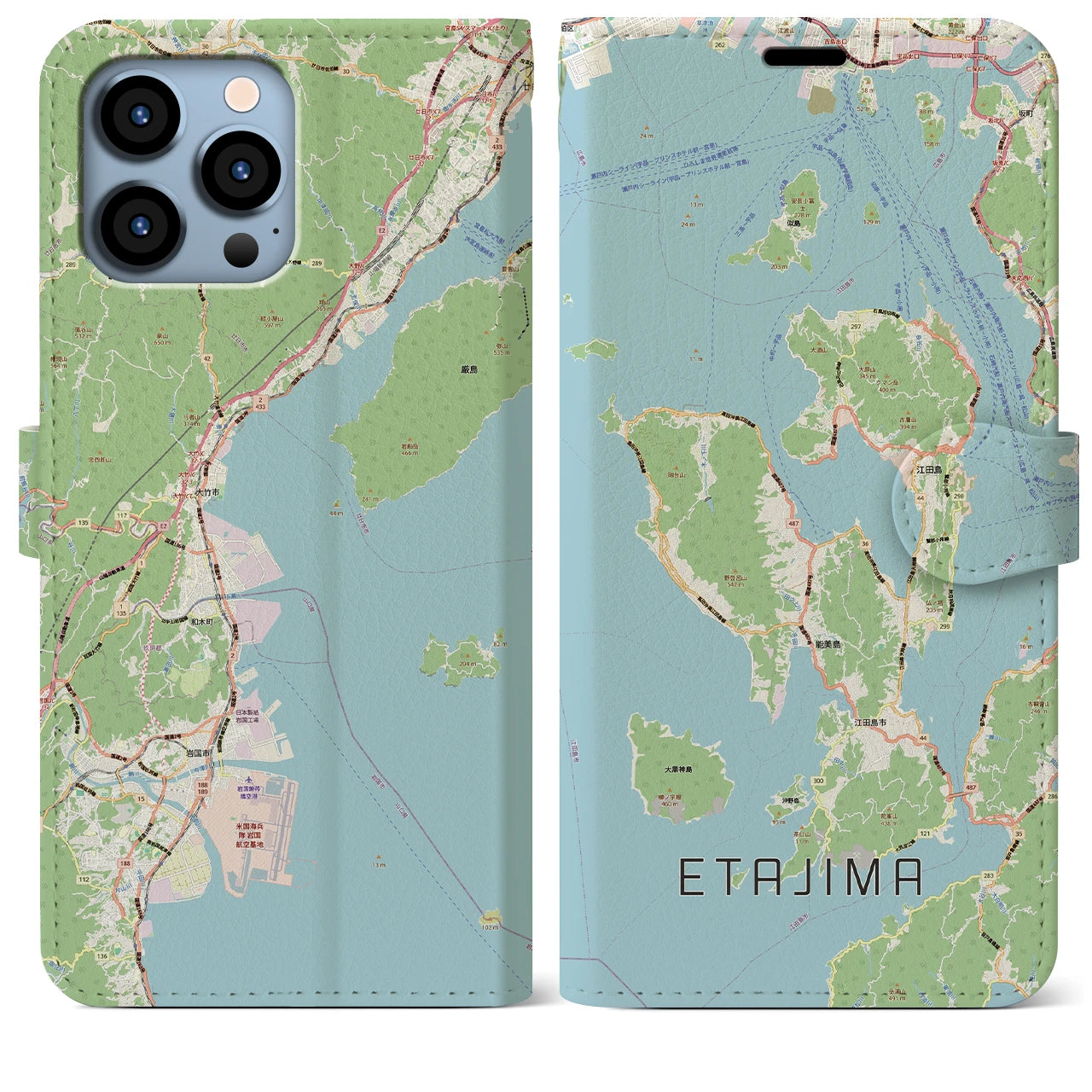 【江田島2(広島県)】地図柄iPhoneケース(手帳タイプ)