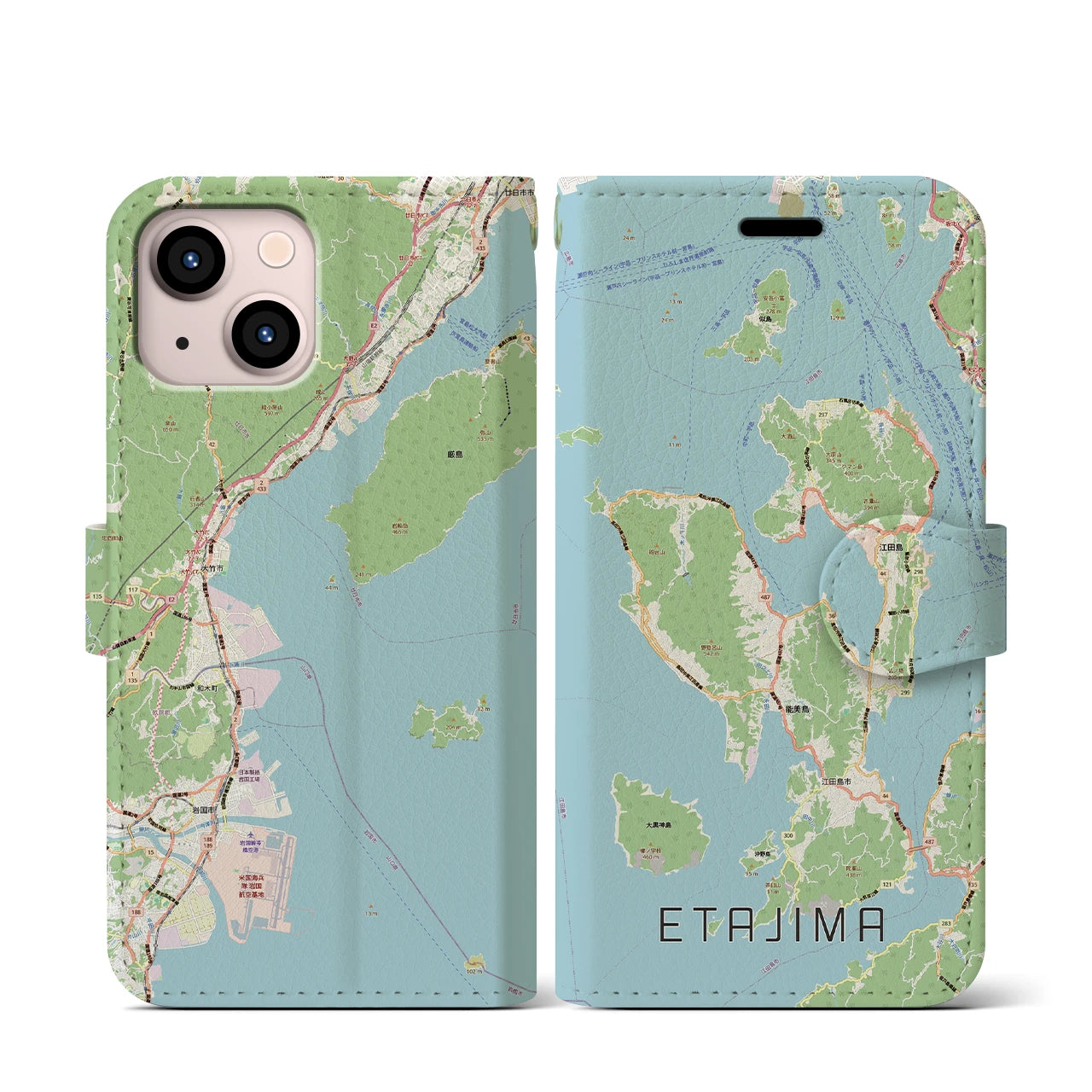 【江田島2(広島県)】地図柄iPhoneケース(手帳タイプ)