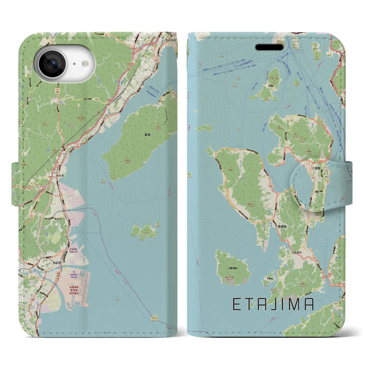 【江田島2(広島県)】地図柄iPhoneケース(手帳タイプ)