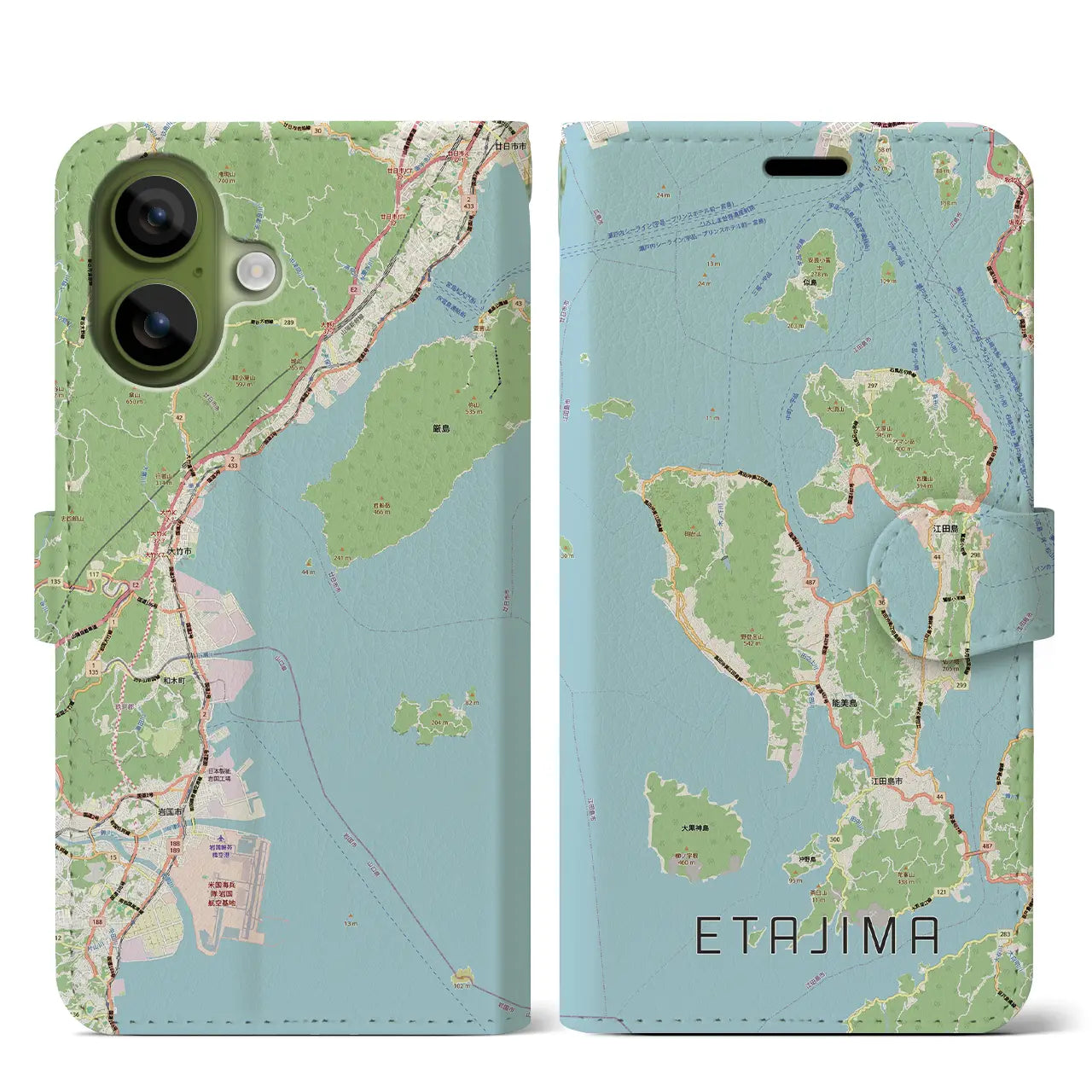 【江田島2(広島県)】地図柄iPhoneケース(手帳タイプ)