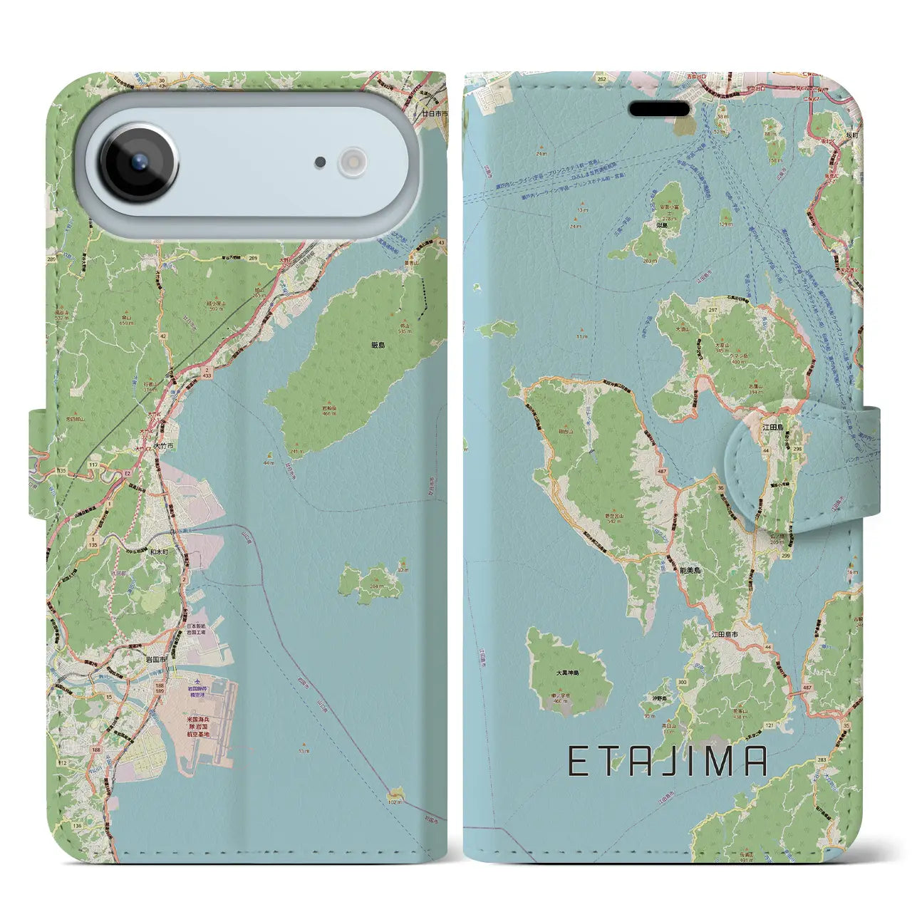 【江田島2(広島県)】地図柄iPhoneケース(手帳タイプ)