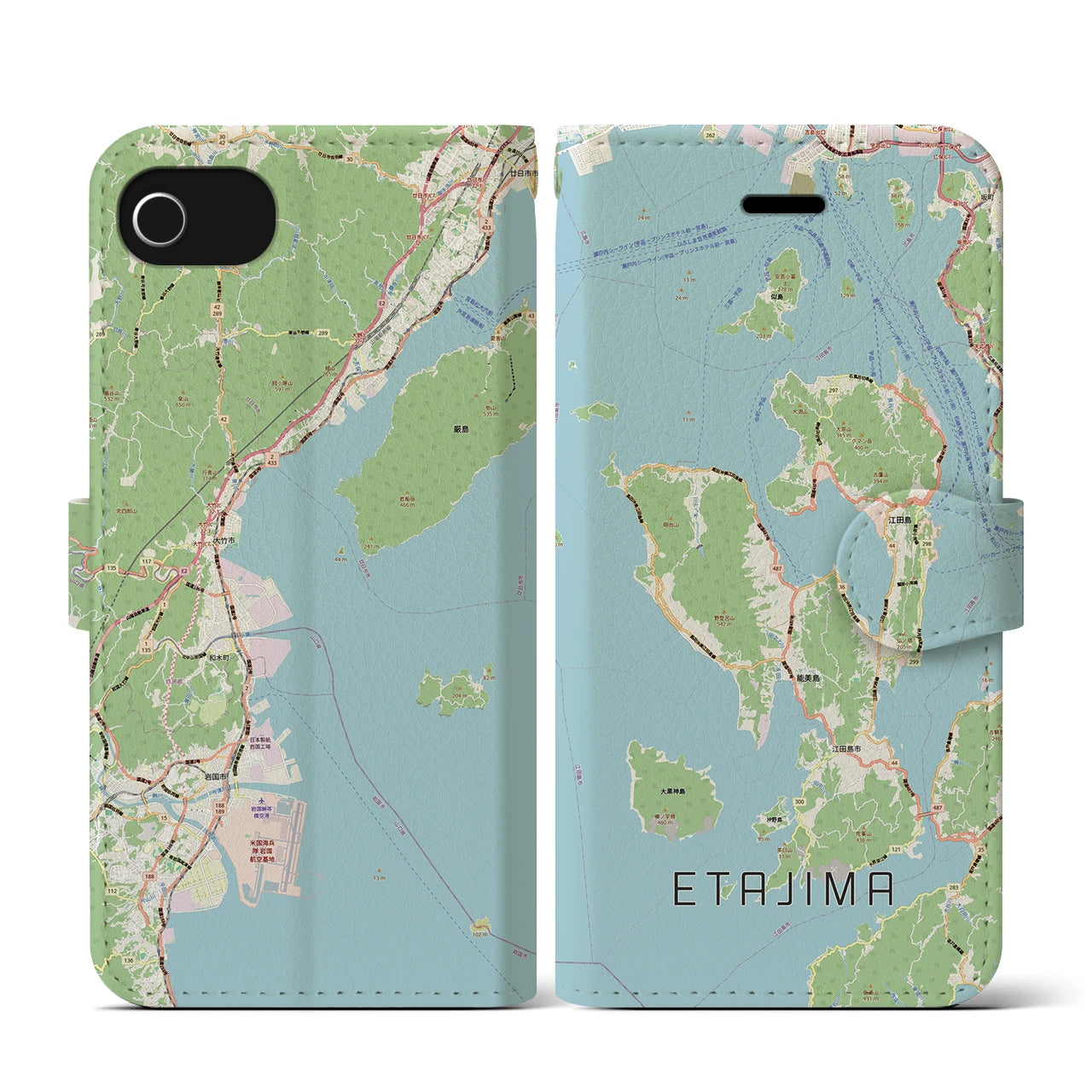 【江田島2(広島県)】地図柄iPhoneケース(手帳タイプ)