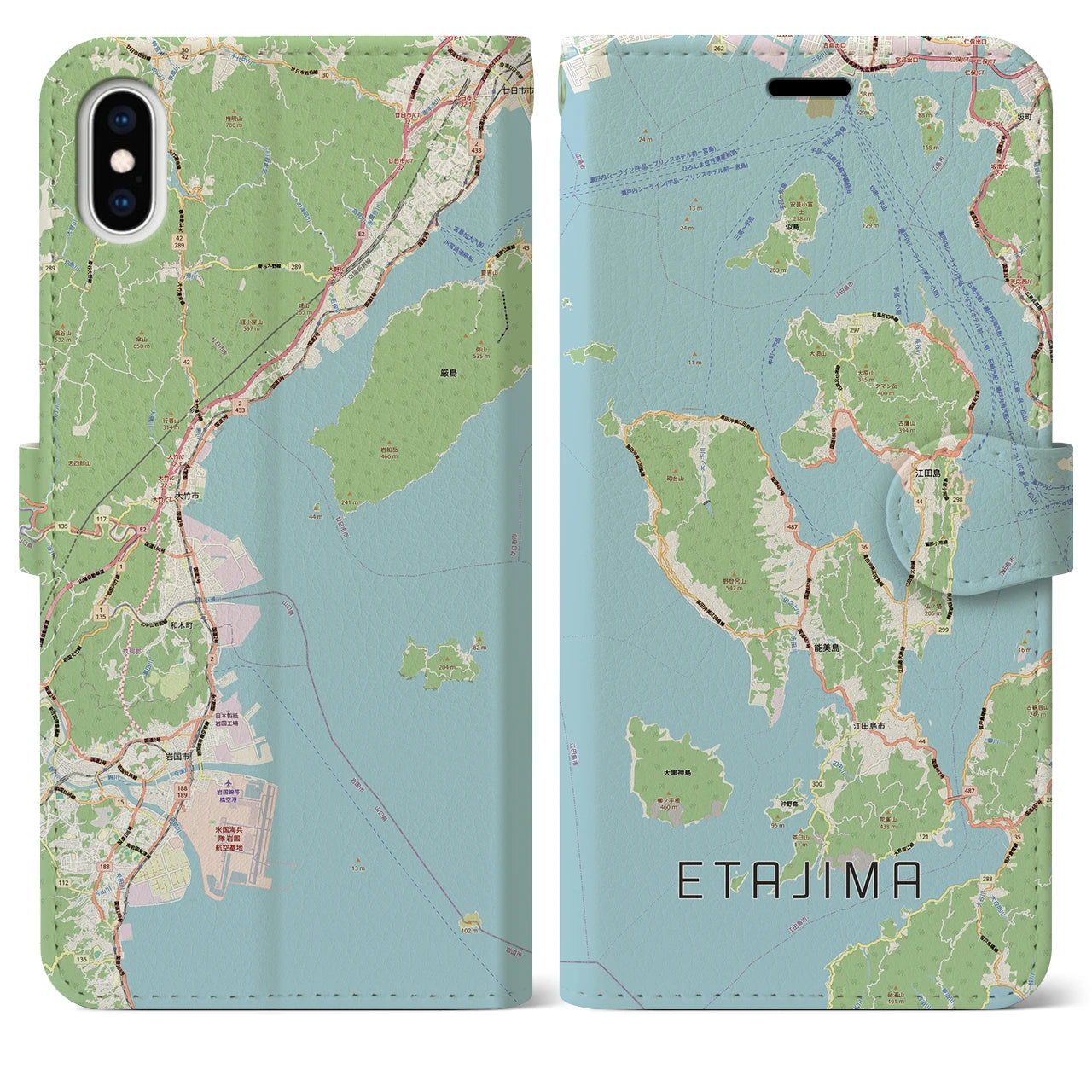 【江田島2(広島県)】地図柄iPhoneケース(手帳タイプ)