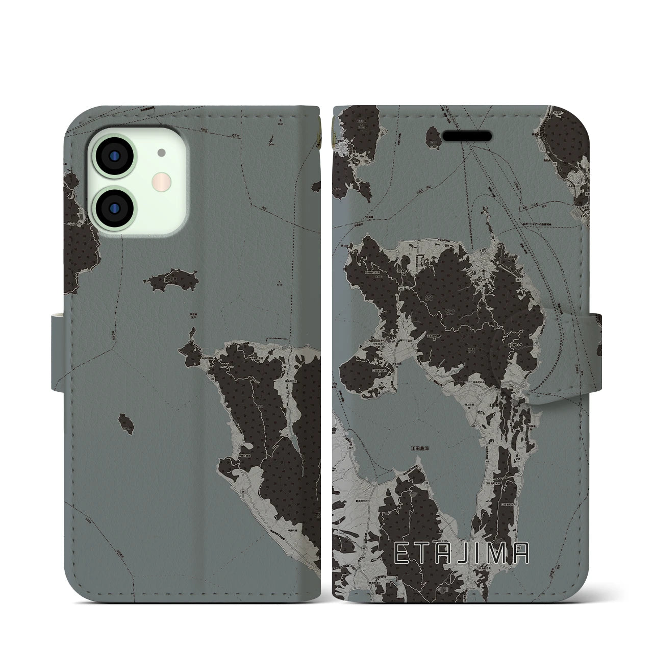 【江田島(広島県)】地図柄iPhoneケース(手帳タイプ)