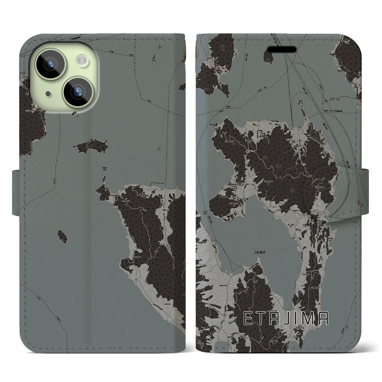 【江田島(広島県)】地図柄iPhoneケース(手帳タイプ)