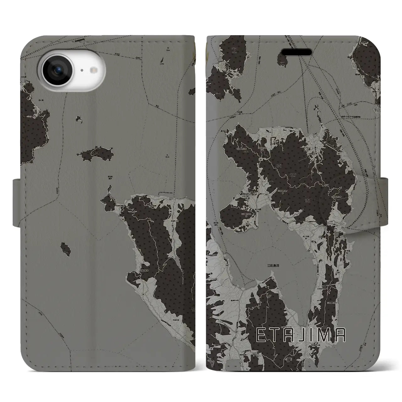 【江田島(広島県)】地図柄iPhoneケース(手帳タイプ)