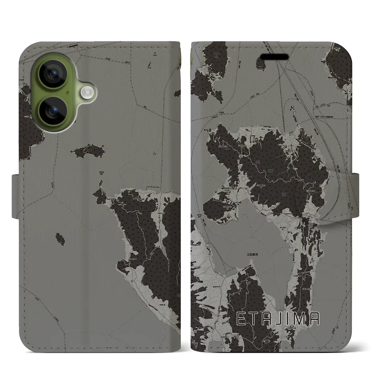 【江田島(広島県)】地図柄iPhoneケース(手帳タイプ)