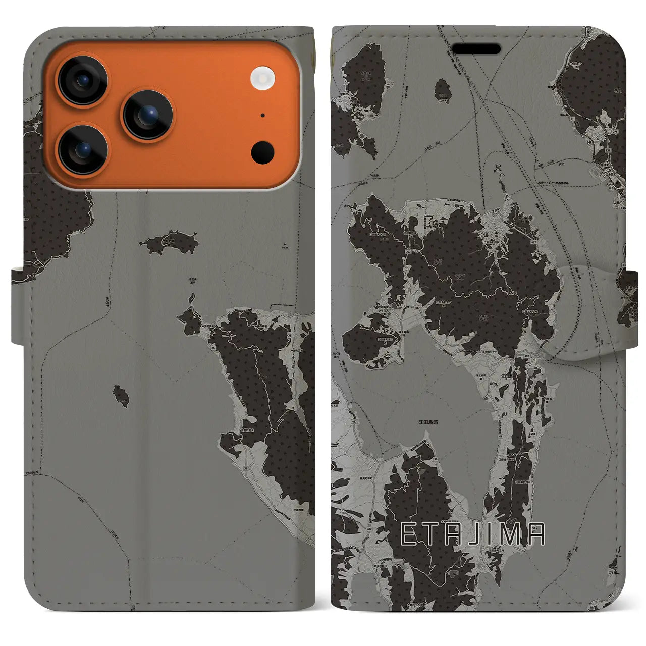 【江田島(広島県)】地図柄iPhoneケース(手帳タイプ)