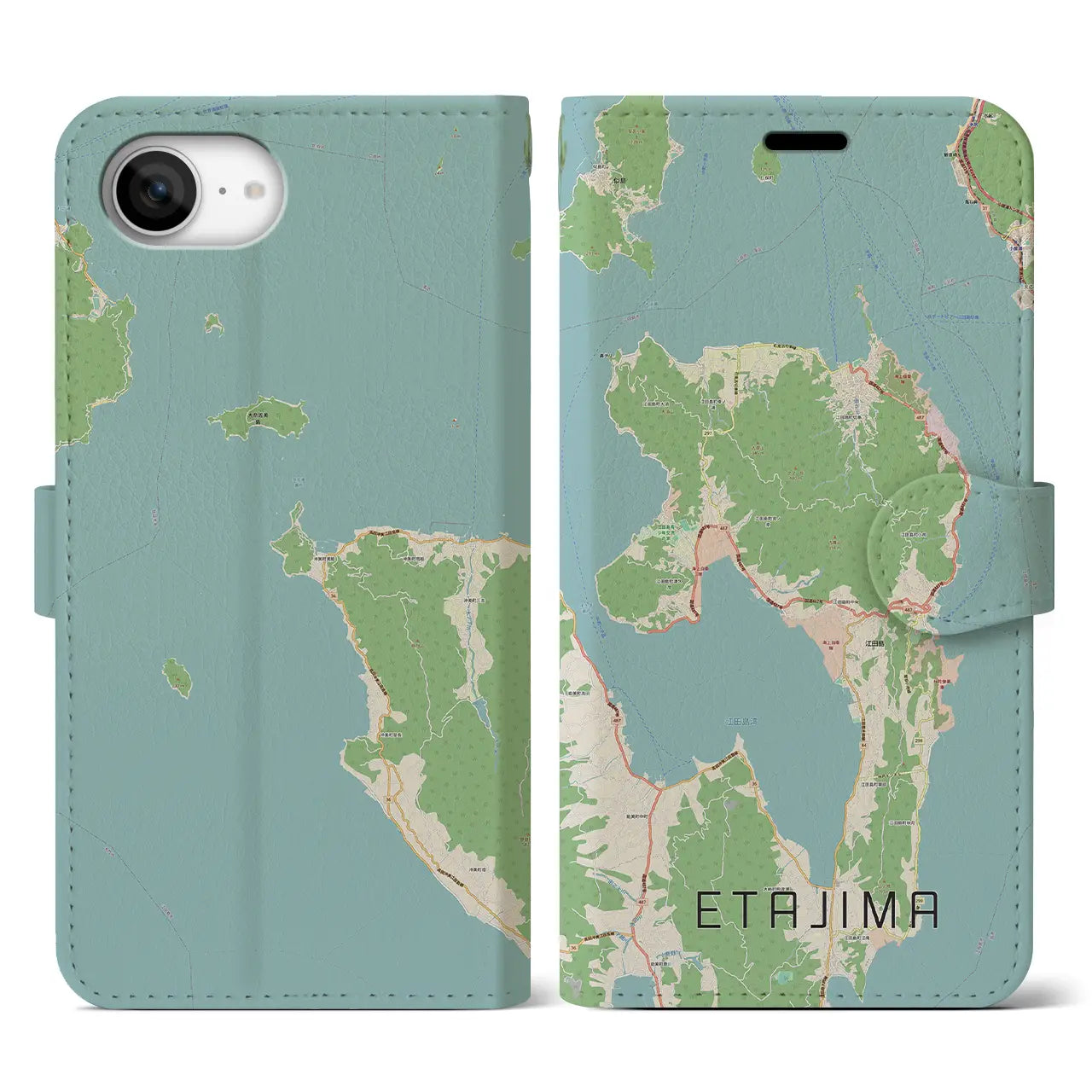 【江田島(広島県)】地図柄iPhoneケース(手帳タイプ)