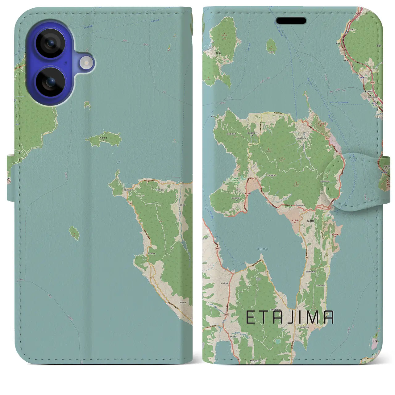 【江田島(広島県)】地図柄iPhoneケース(手帳タイプ)ナチュラル・iPhone 16 Pro Max 用