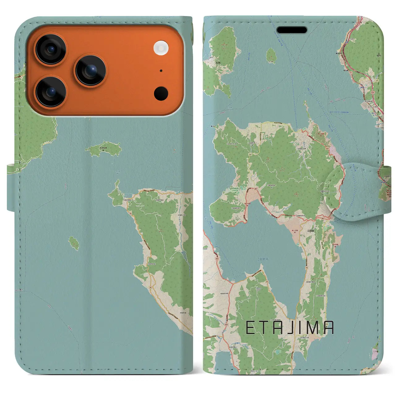 【江田島(広島県)】地図柄iPhoneケース(手帳タイプ)