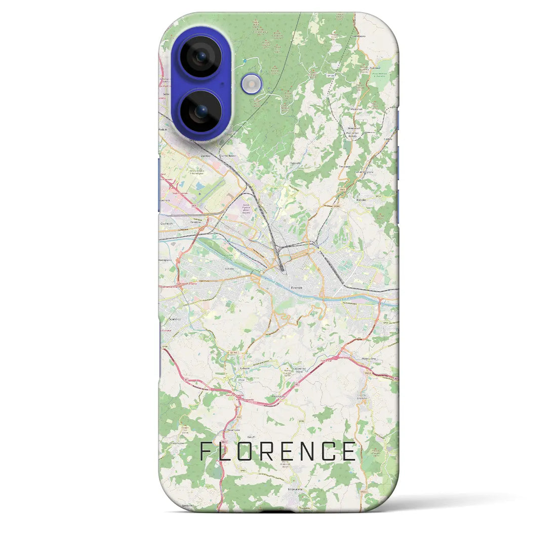 【フィレンツェ(イタリア)】地図柄iPhoneケース(バックカバータイプ)ブラック・iPhone 16 Pro Max 用