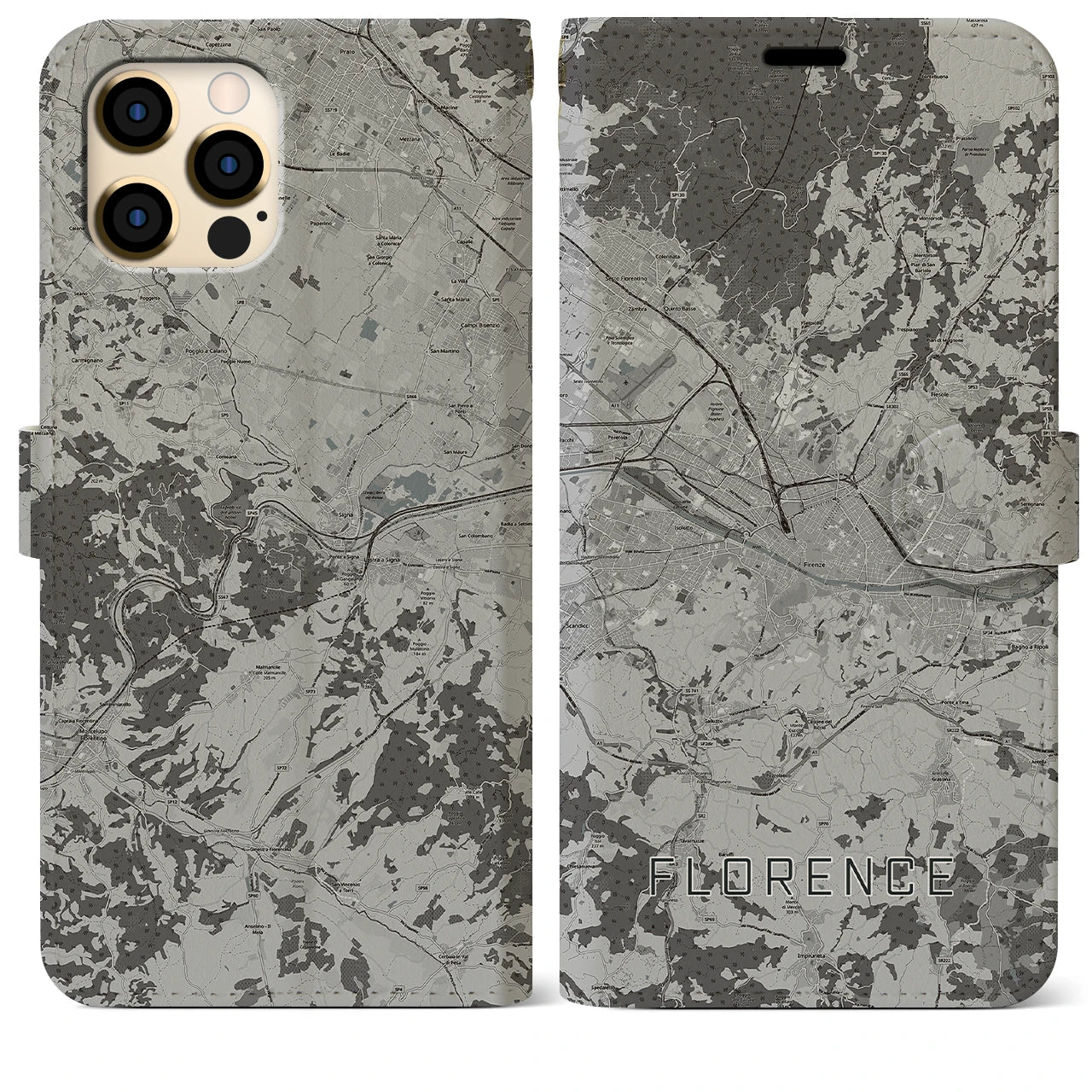 【フィレンツェ(イタリア)】地図柄iPhoneケース(手帳タイプ)