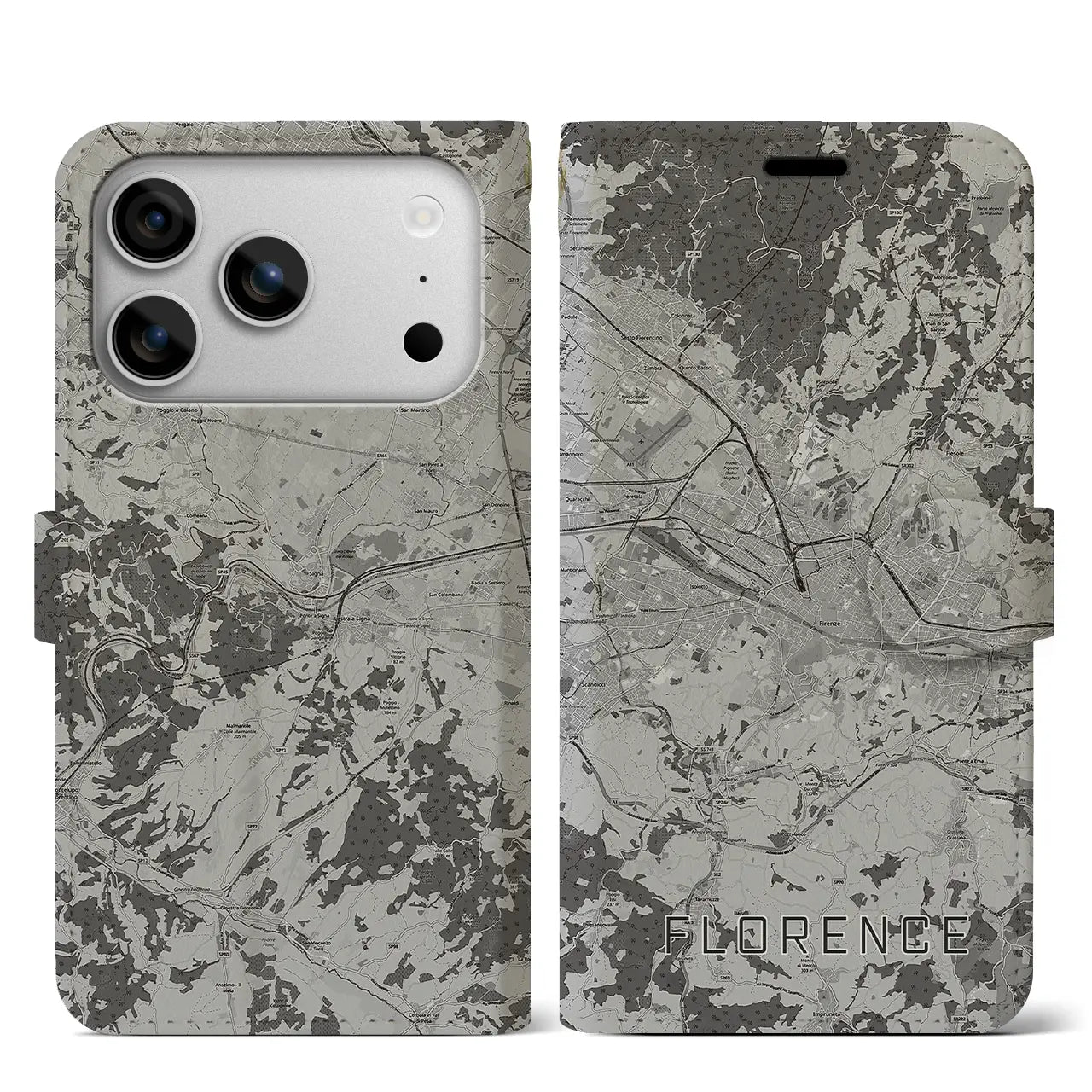 【フィレンツェ(イタリア)】地図柄iPhoneケース(手帳タイプ)