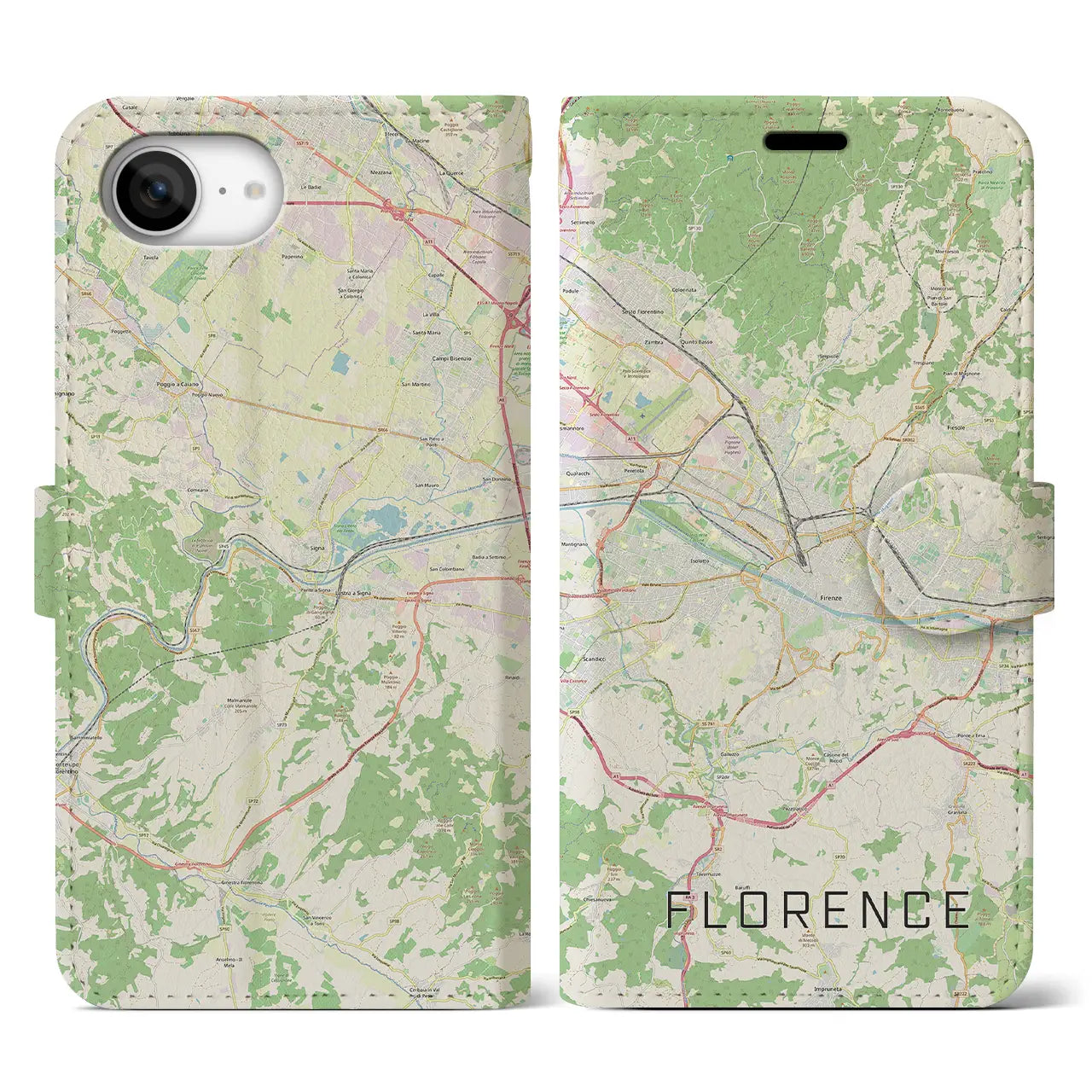 【フィレンツェ(イタリア)】地図柄iPhoneケース(手帳タイプ)
