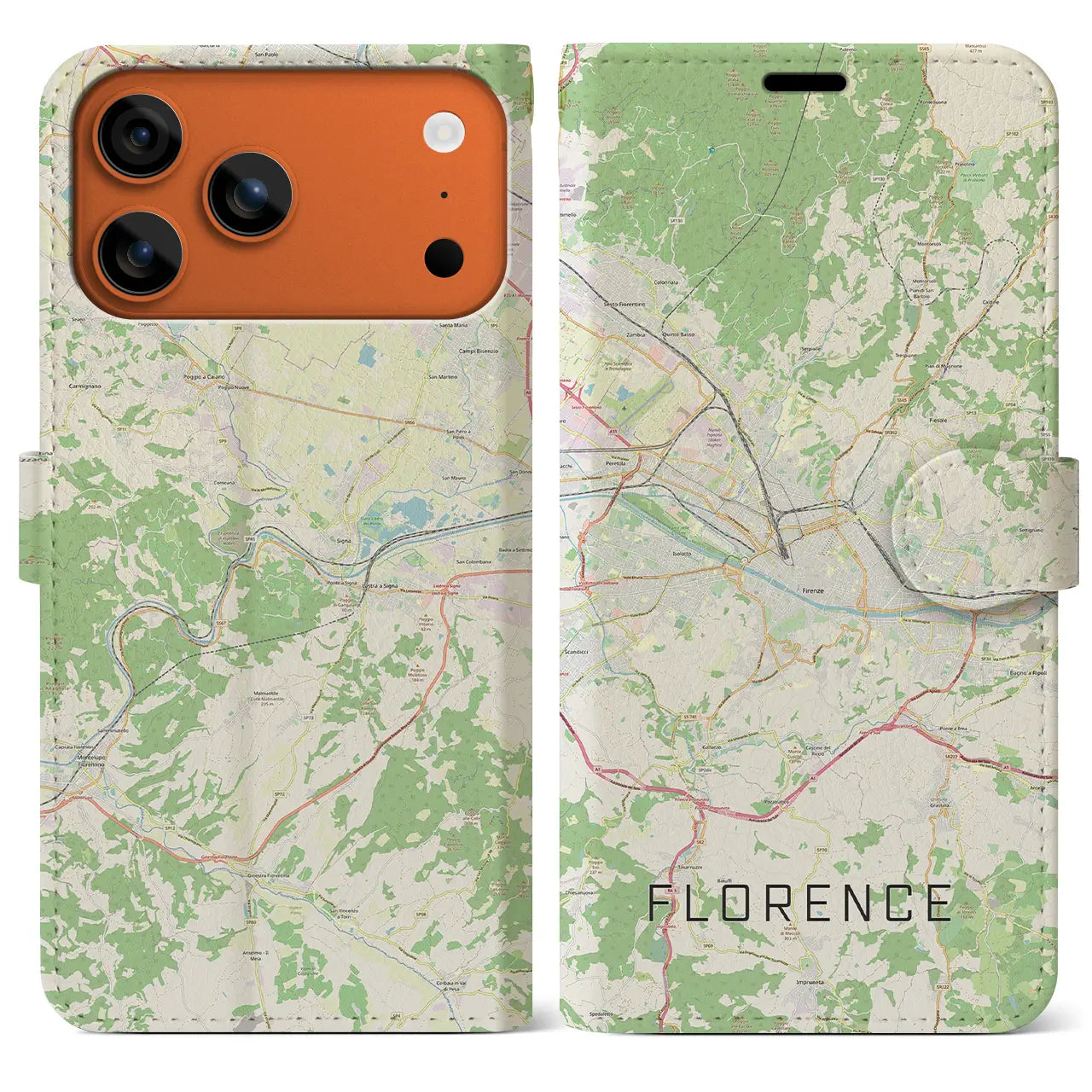 【フィレンツェ(イタリア)】地図柄iPhoneケース(手帳タイプ)