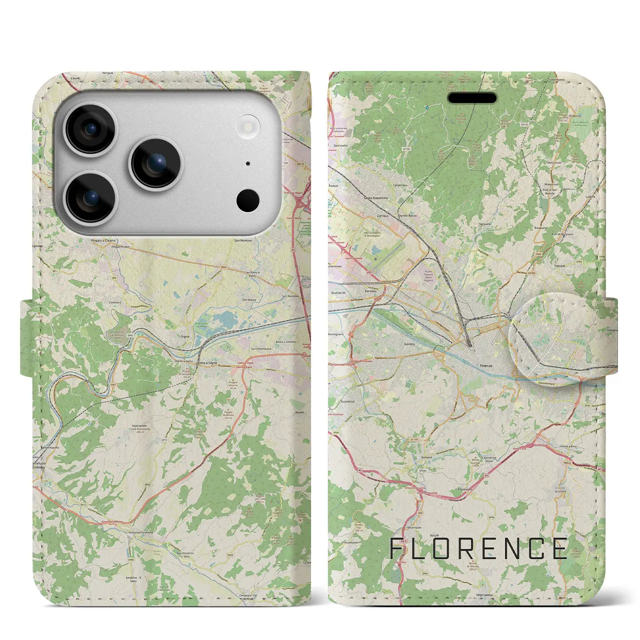 【フィレンツェ(イタリア)】地図柄iPhoneケース(手帳タイプ)