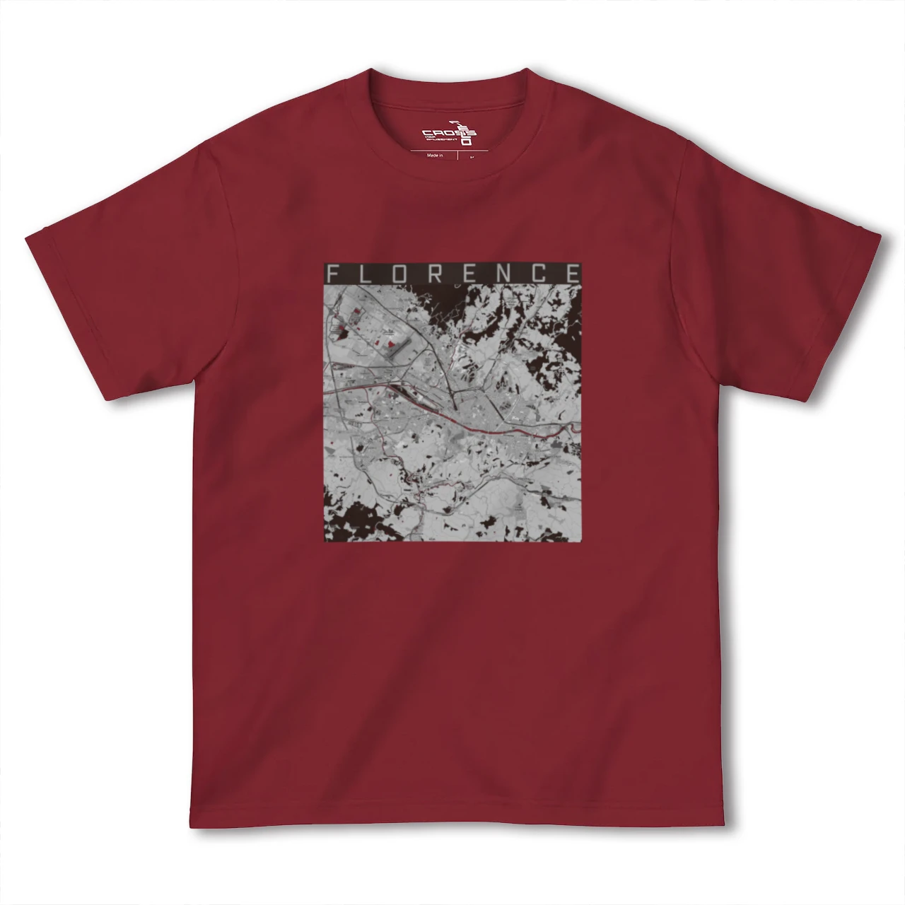 【フィレンツェ(イタリア)】地図柄ヘビーウェイトTシャツ