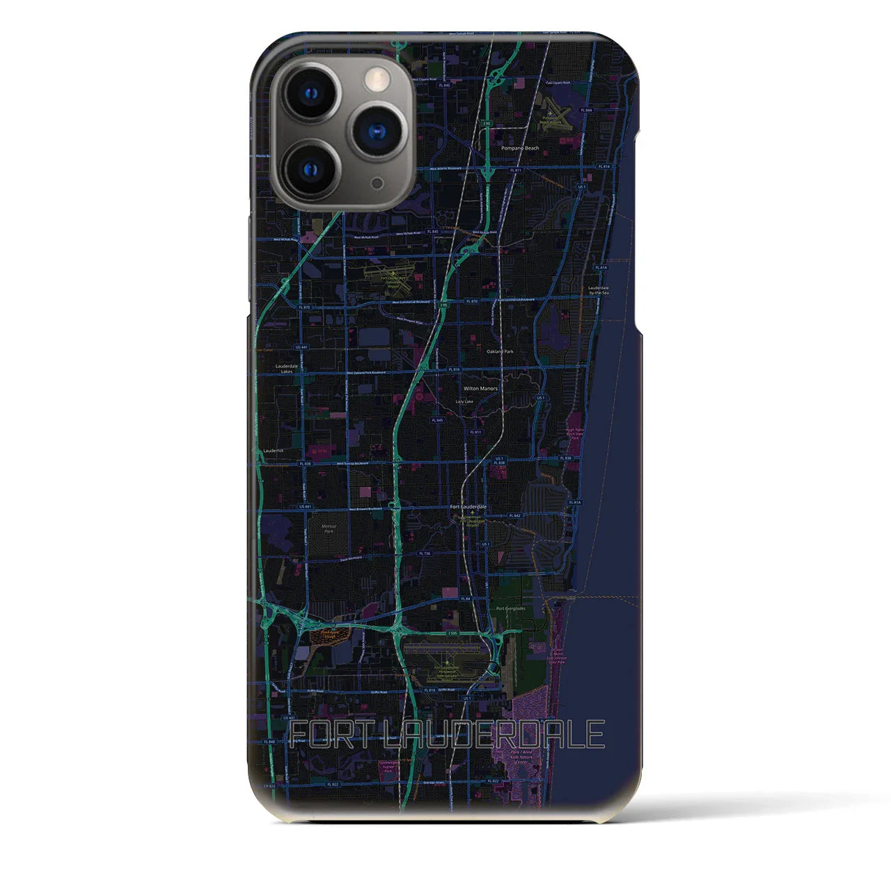 【フォートローダーデール(アメリカ)】地図柄iPhoneケース(バックカバータイプ)