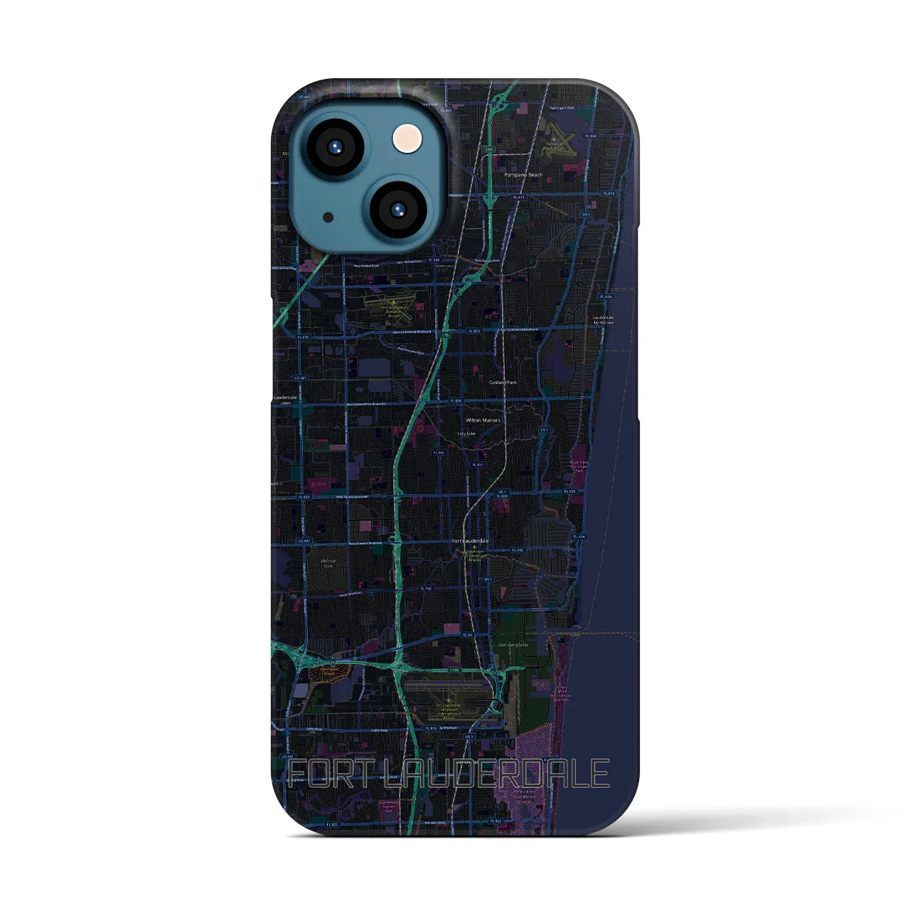 【フォートローダーデール(アメリカ)】地図柄iPhoneケース(バックカバータイプ)