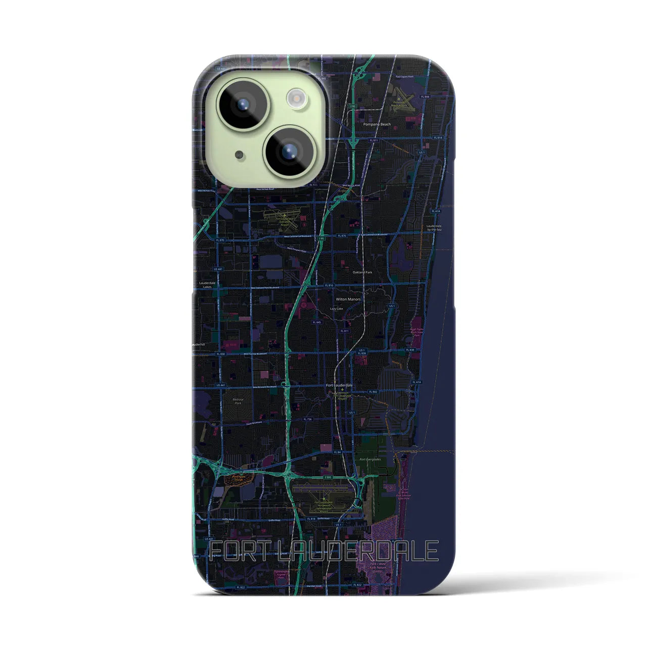 【フォートローダーデール(アメリカ)】地図柄iPhoneケース(バックカバータイプ)