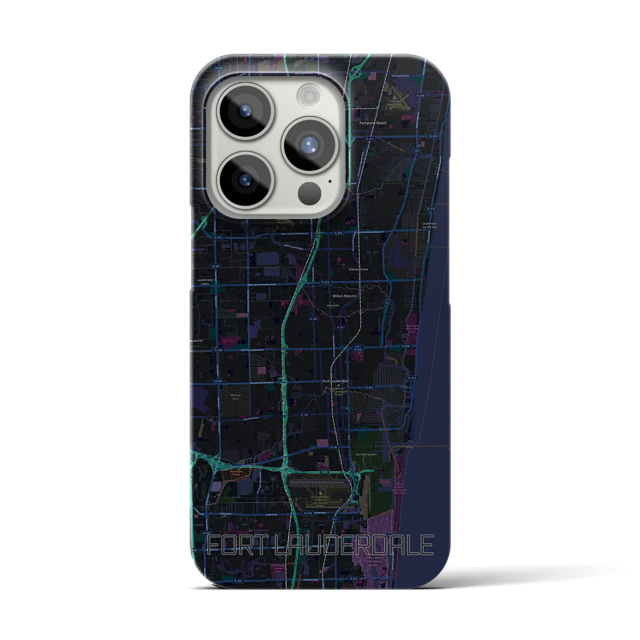 【フォートローダーデール(アメリカ)】地図柄iPhoneケース(バックカバータイプ)