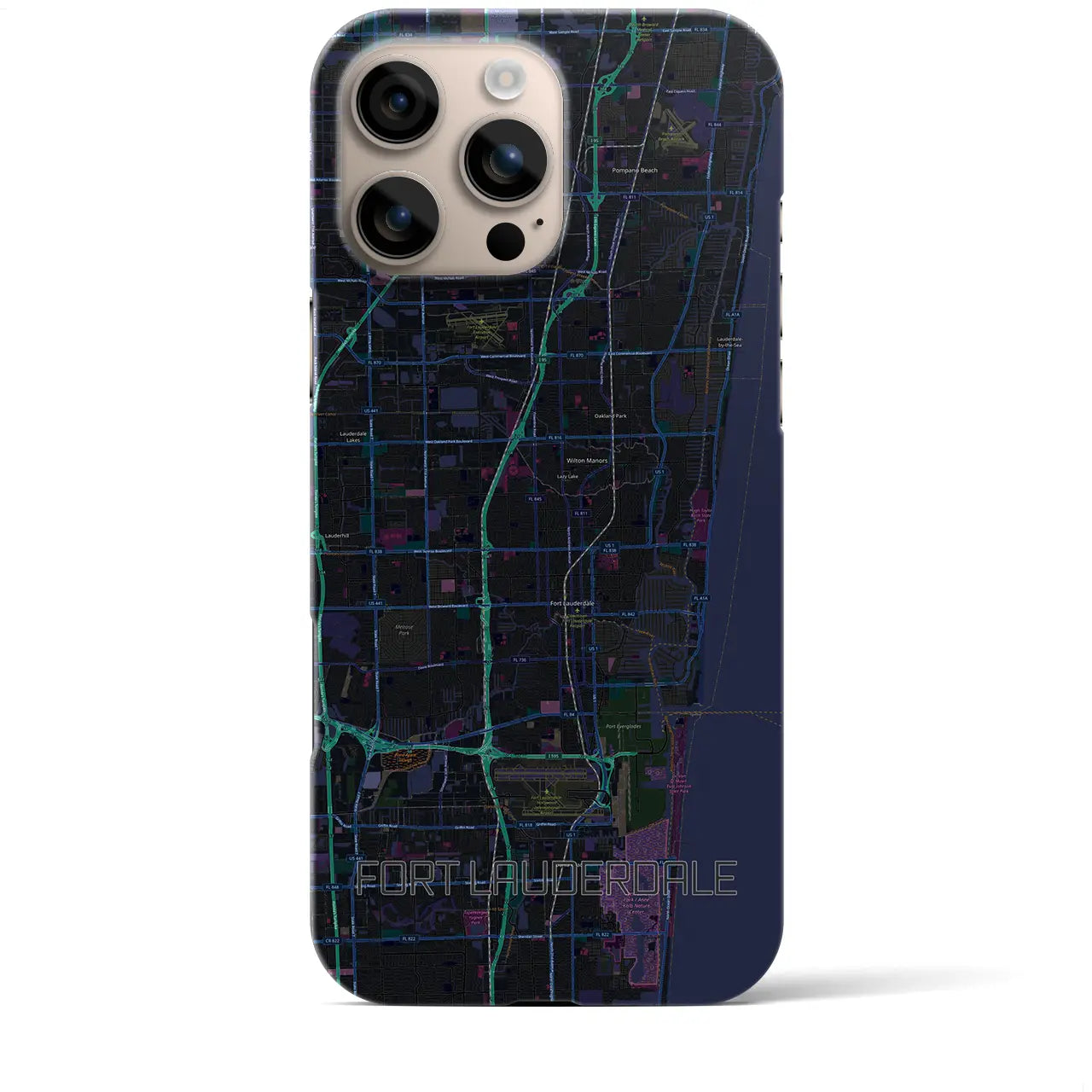 【フォートローダーデール(アメリカ)】地図柄iPhoneケース(バックカバータイプ)