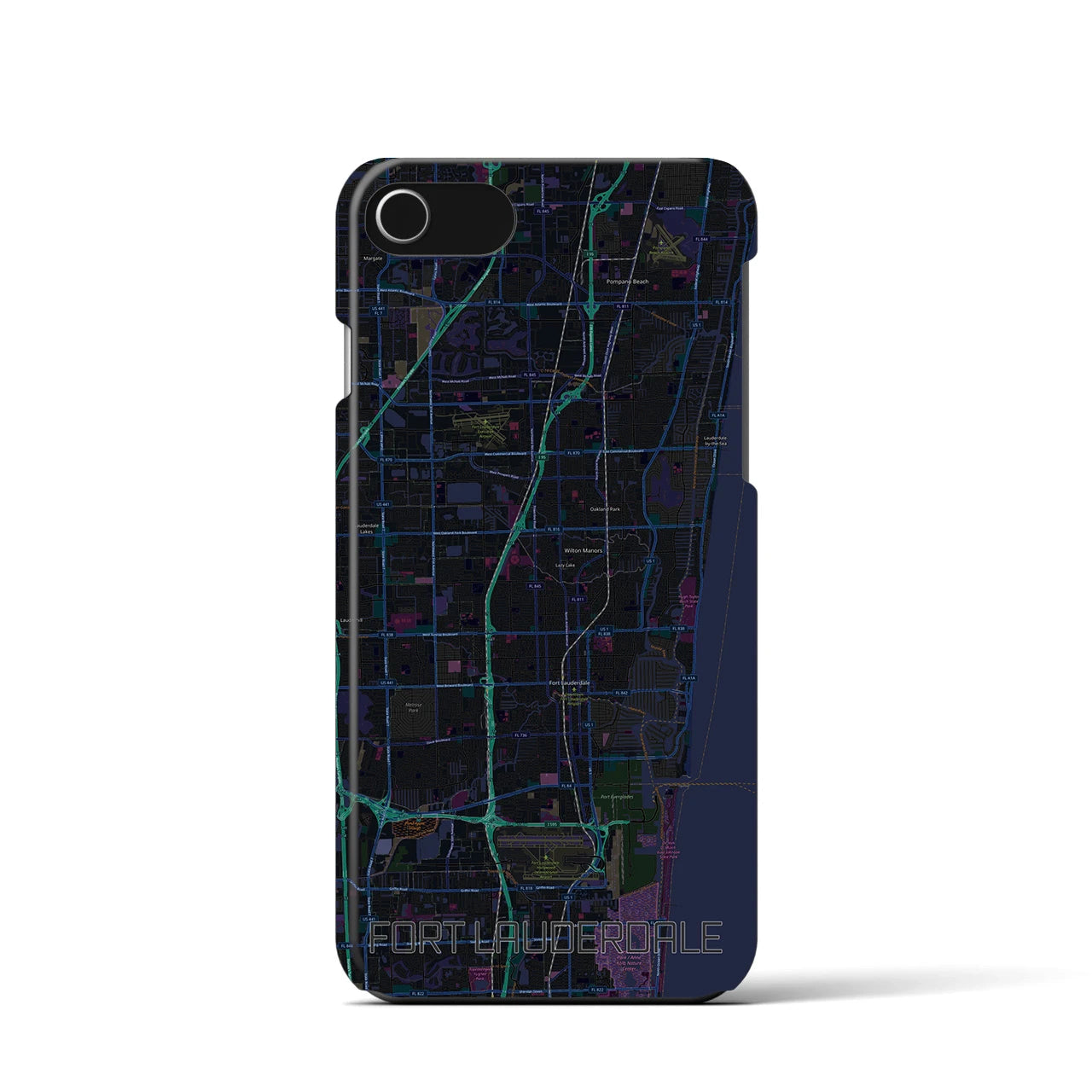 【フォートローダーデール(アメリカ)】地図柄iPhoneケース(バックカバータイプ)