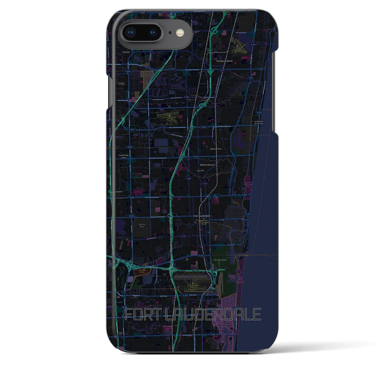 【フォートローダーデール(アメリカ)】地図柄iPhoneケース(バックカバータイプ)