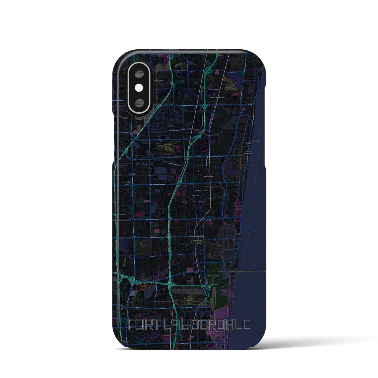 【フォートローダーデール(アメリカ)】地図柄iPhoneケース(バックカバータイプ)