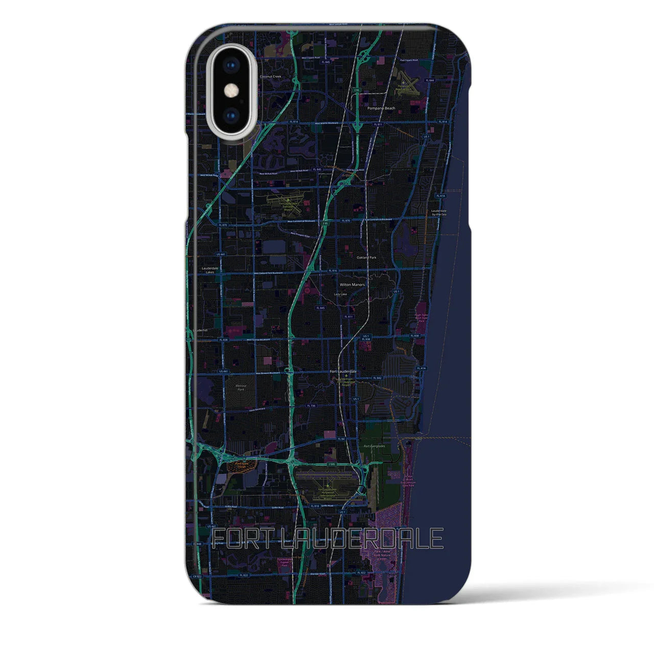 【フォートローダーデール(アメリカ)】地図柄iPhoneケース(バックカバータイプ)