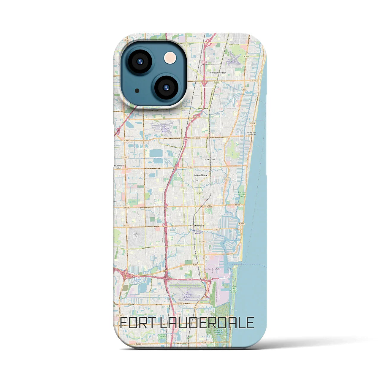 【フォートローダーデール(アメリカ)】地図柄iPhoneケース(バックカバータイプ)