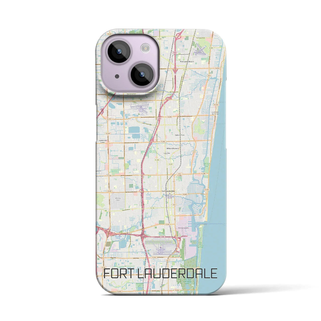 【フォートローダーデール(アメリカ)】地図柄iPhoneケース(バックカバータイプ)