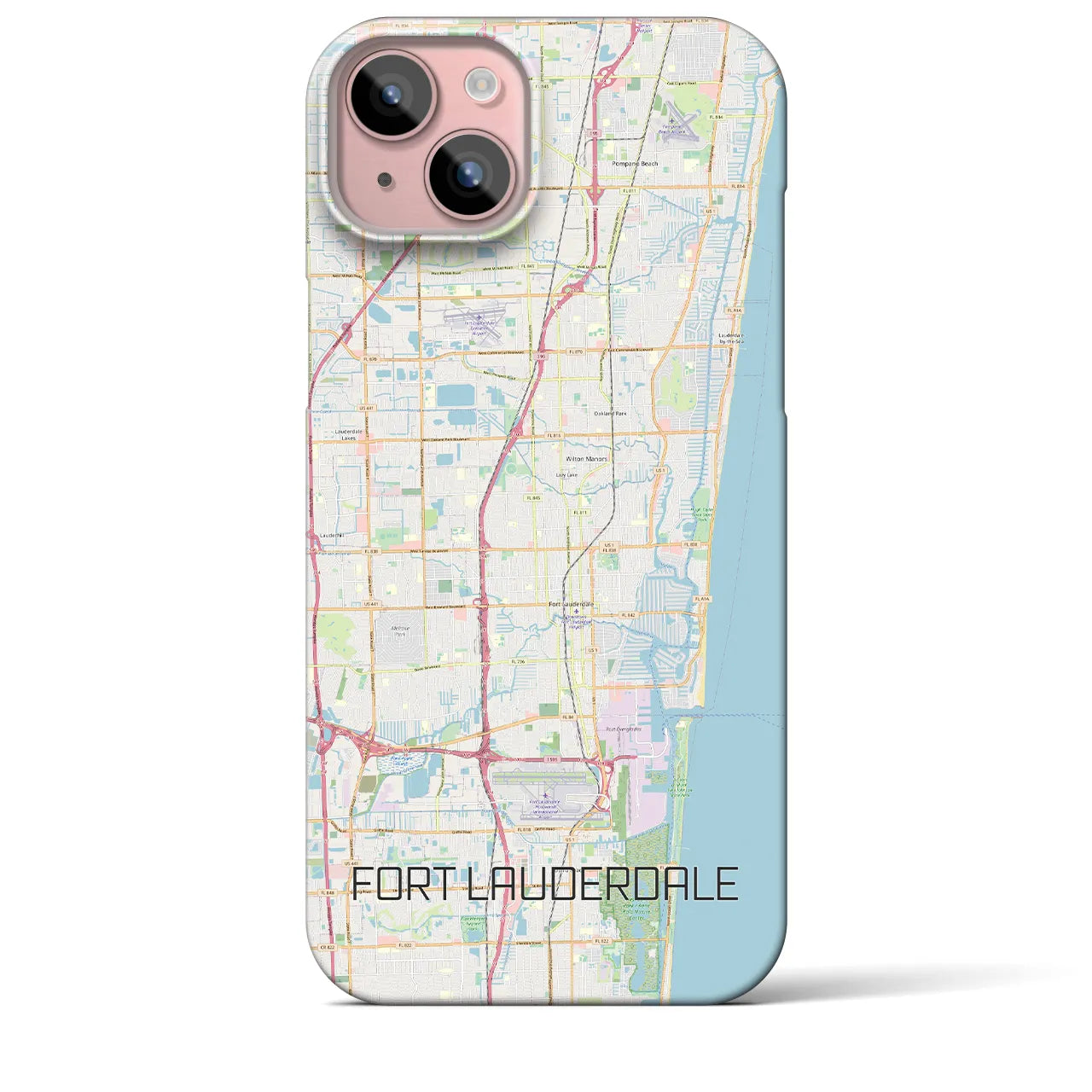 【フォートローダーデール(アメリカ)】地図柄iPhoneケース(バックカバータイプ)
