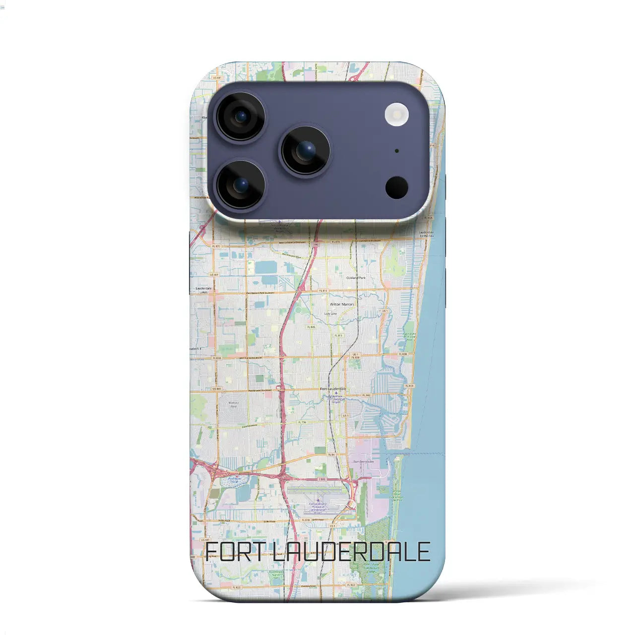【フォートローダーデール(アメリカ)】地図柄iPhoneケース(バックカバータイプ)