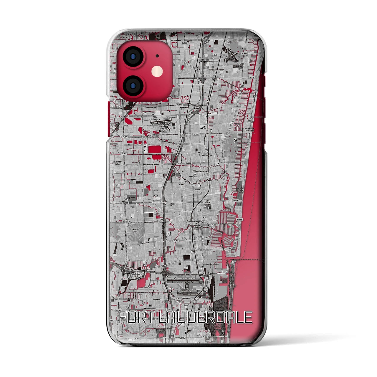 【フォートローダーデール(アメリカ)】地図柄iPhoneケース(クリアタイプ)