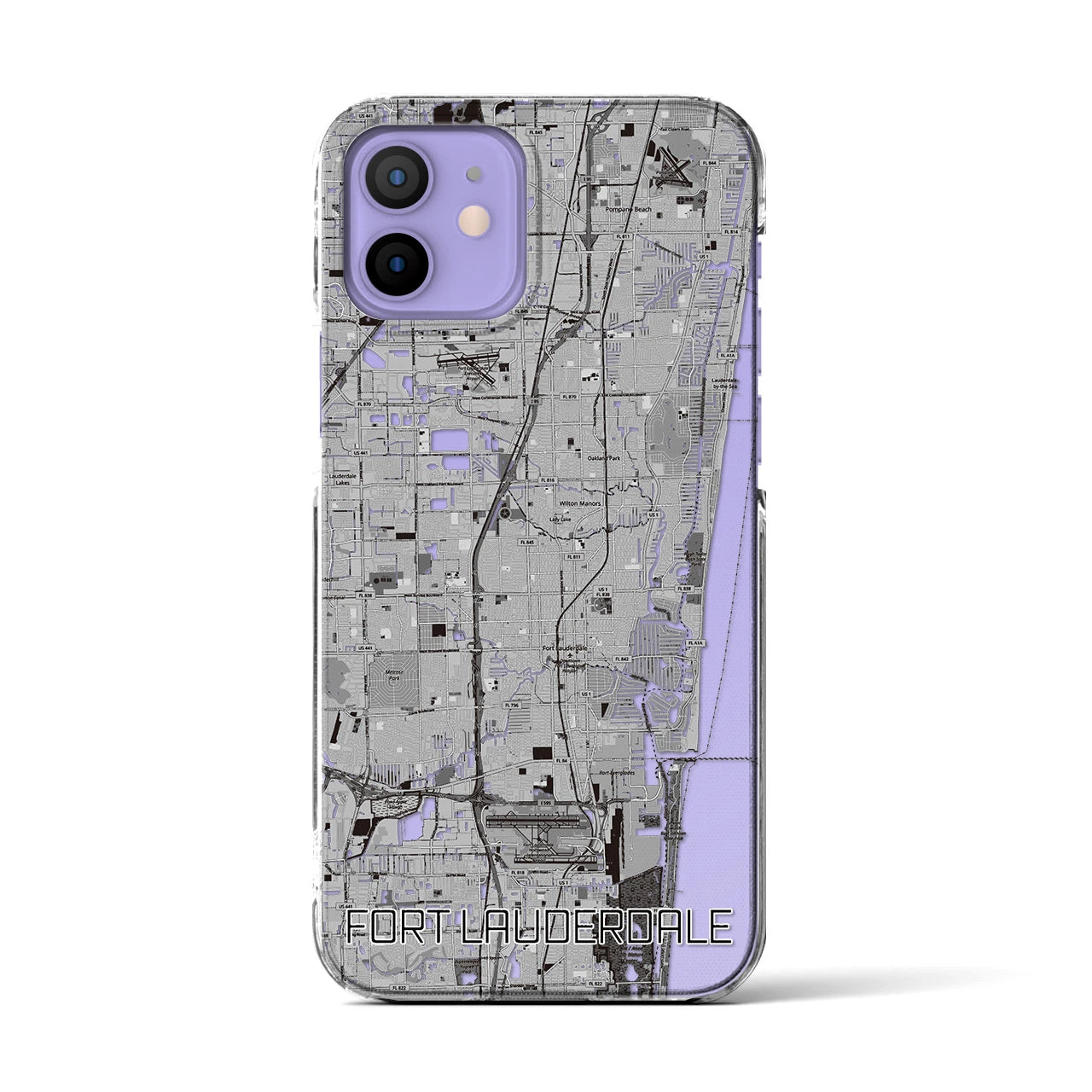 【フォートローダーデール(アメリカ)】地図柄iPhoneケース(クリアタイプ)