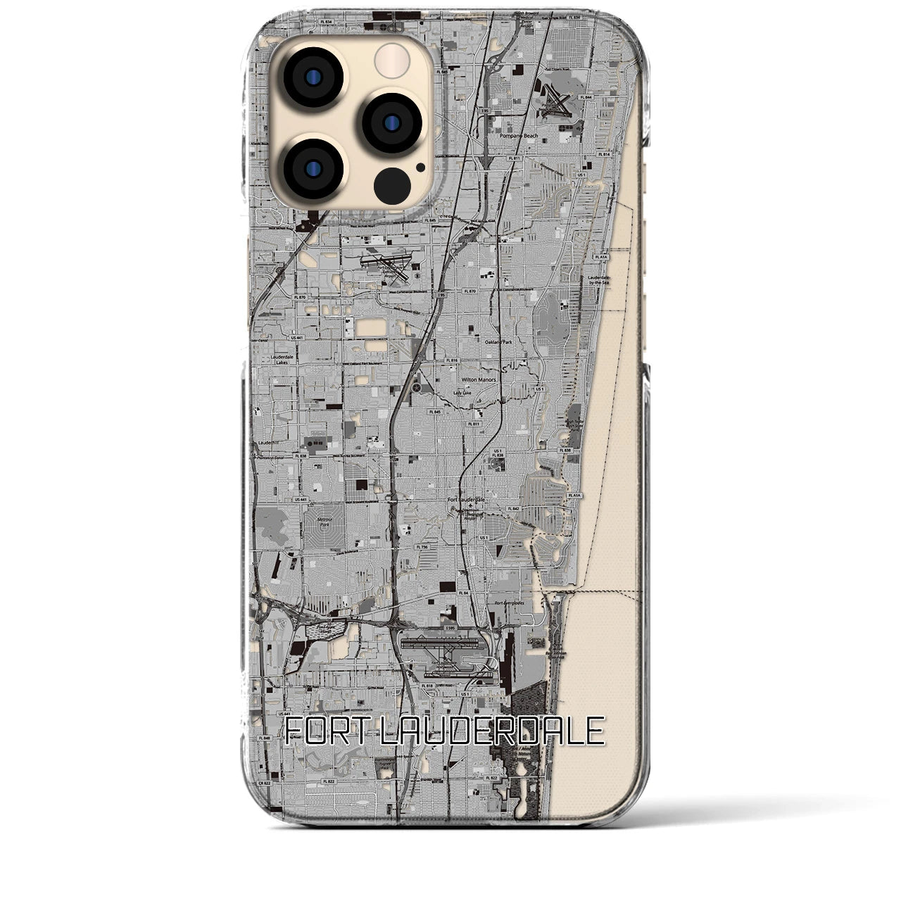 【フォートローダーデール(アメリカ)】地図柄iPhoneケース(クリアタイプ)