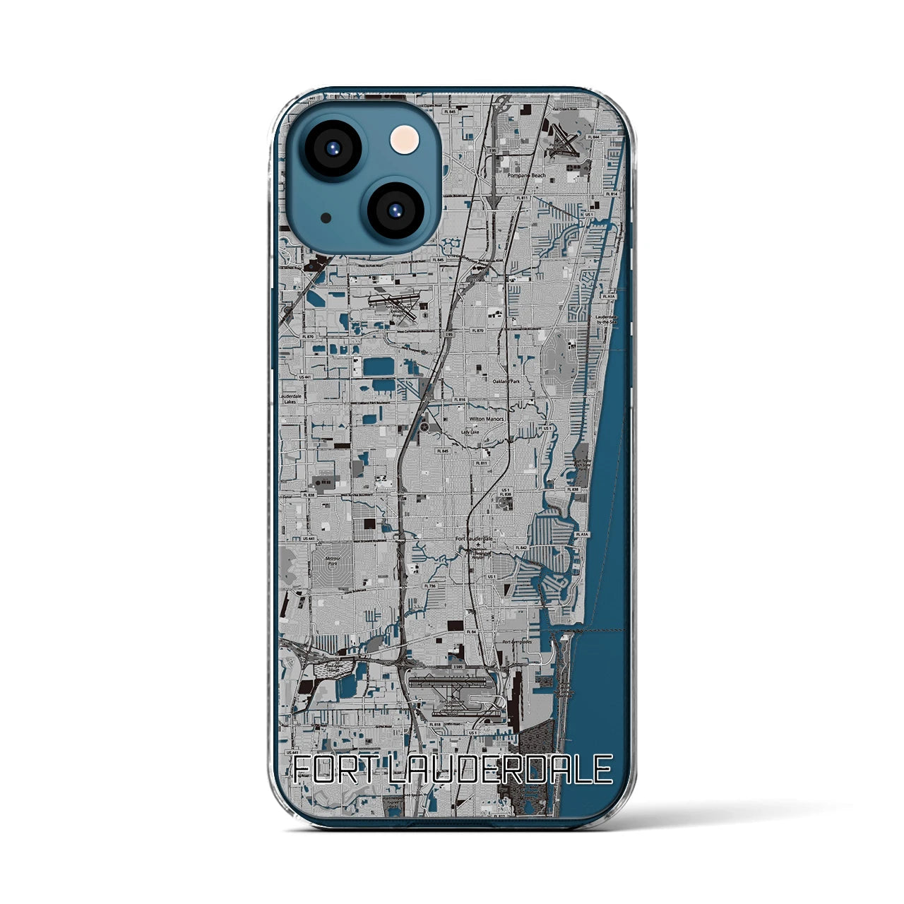 【フォートローダーデール(アメリカ)】地図柄iPhoneケース(クリアタイプ)