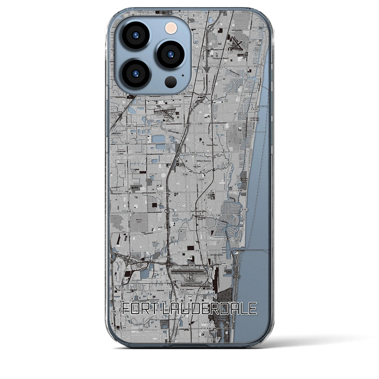 【フォートローダーデール(アメリカ)】地図柄iPhoneケース(クリアタイプ)