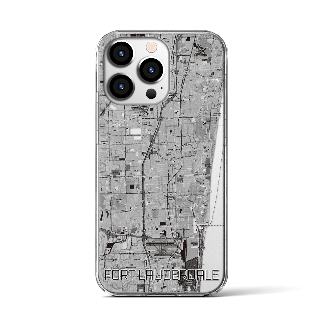 【フォートローダーデール(アメリカ)】地図柄iPhoneケース(クリアタイプ)