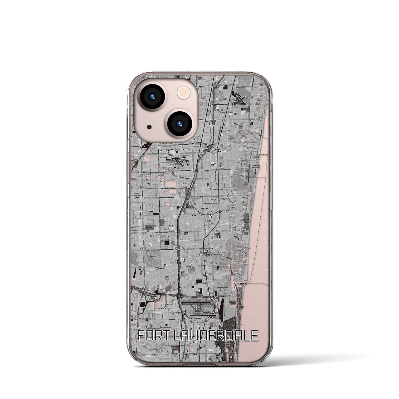 【フォートローダーデール(アメリカ)】地図柄iPhoneケース(クリアタイプ)