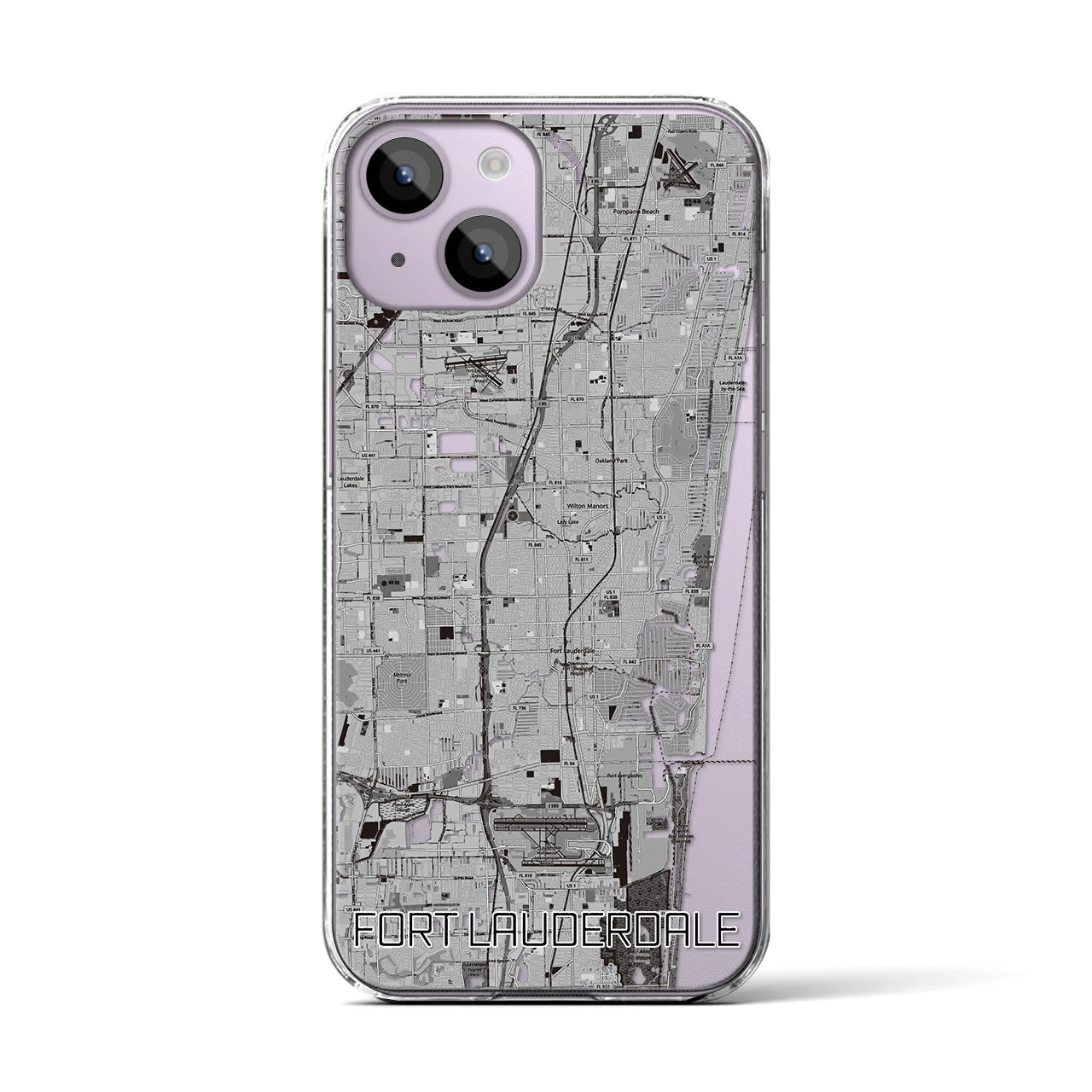 【フォートローダーデール(アメリカ)】地図柄iPhoneケース(クリアタイプ)