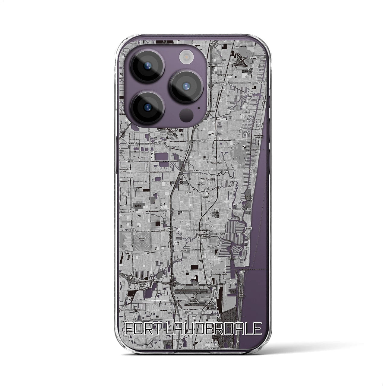 【フォートローダーデール(アメリカ)】地図柄iPhoneケース(クリアタイプ)