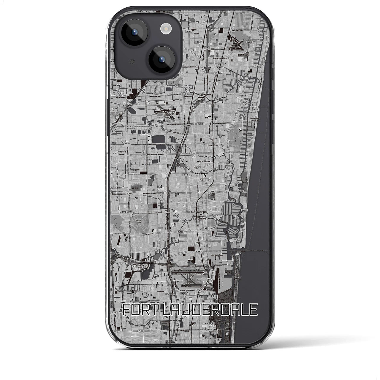 【フォートローダーデール(アメリカ)】地図柄iPhoneケース(クリアタイプ)