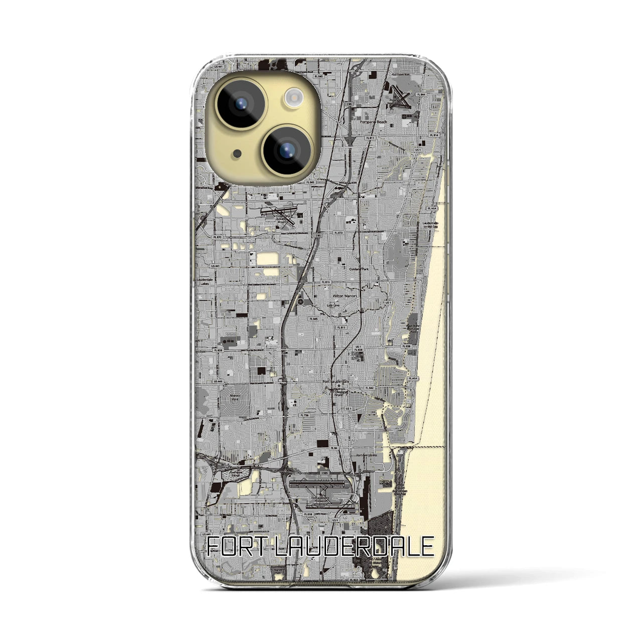 【フォートローダーデール(アメリカ)】地図柄iPhoneケース(クリアタイプ)