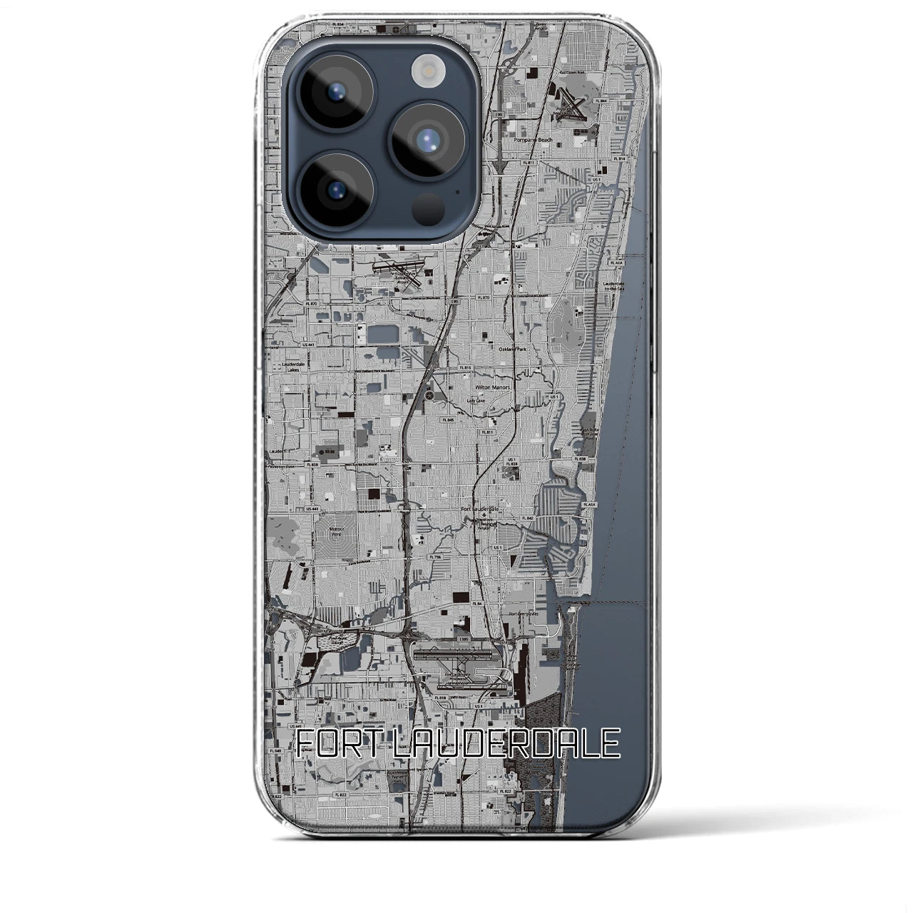 【フォートローダーデール(アメリカ)】地図柄iPhoneケース(クリアタイプ)