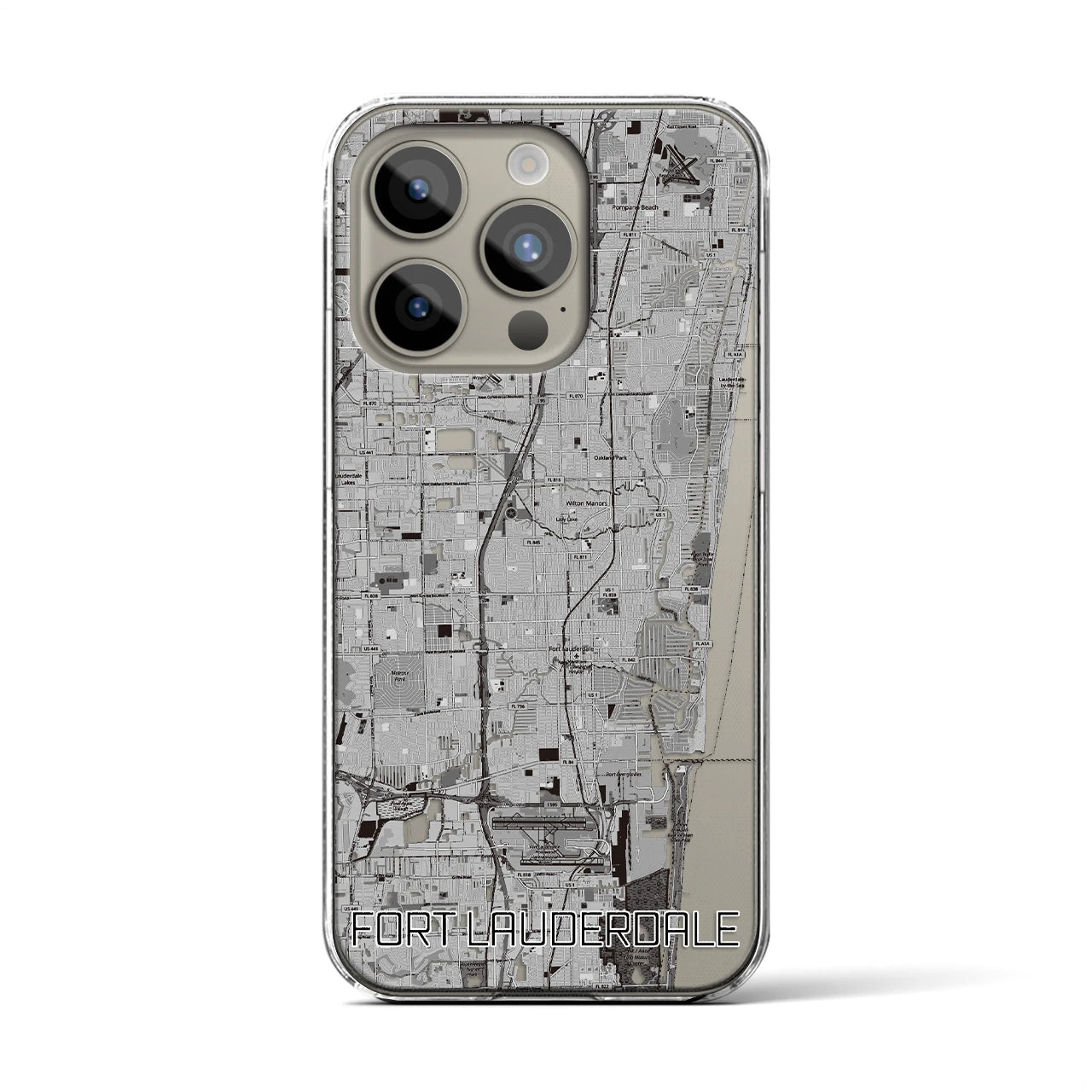 【フォートローダーデール(アメリカ)】地図柄iPhoneケース(クリアタイプ)