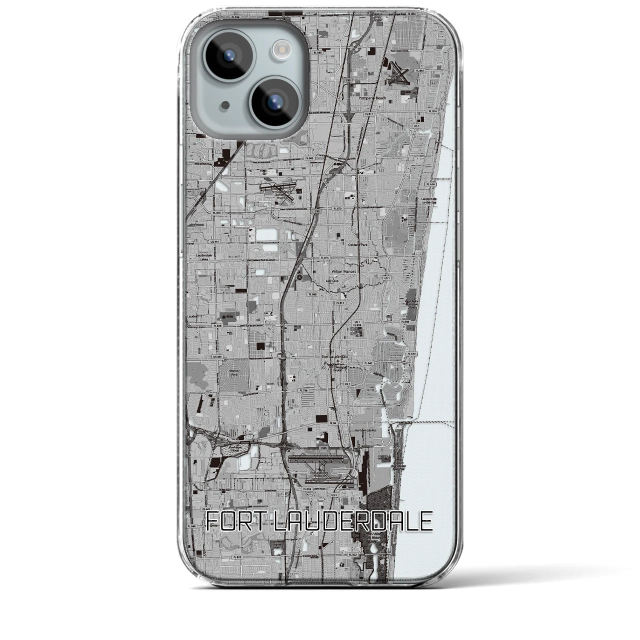 【フォートローダーデール(アメリカ)】地図柄iPhoneケース(クリアタイプ)